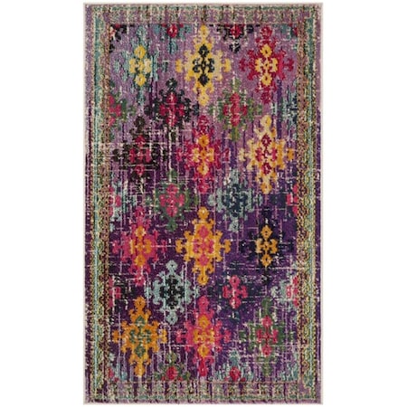 Safavieh 3 x 5 ft. Monaco Power Loomed Rug, Small Rectangle - Purple and Multi Color MNC244P-3